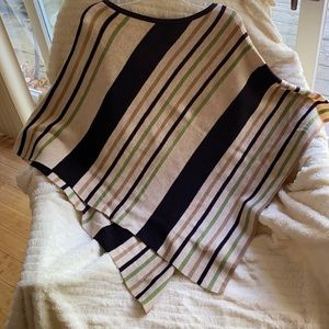 Beautiful Stretchy Poncho Beige Dark Brown Green NeverUsed